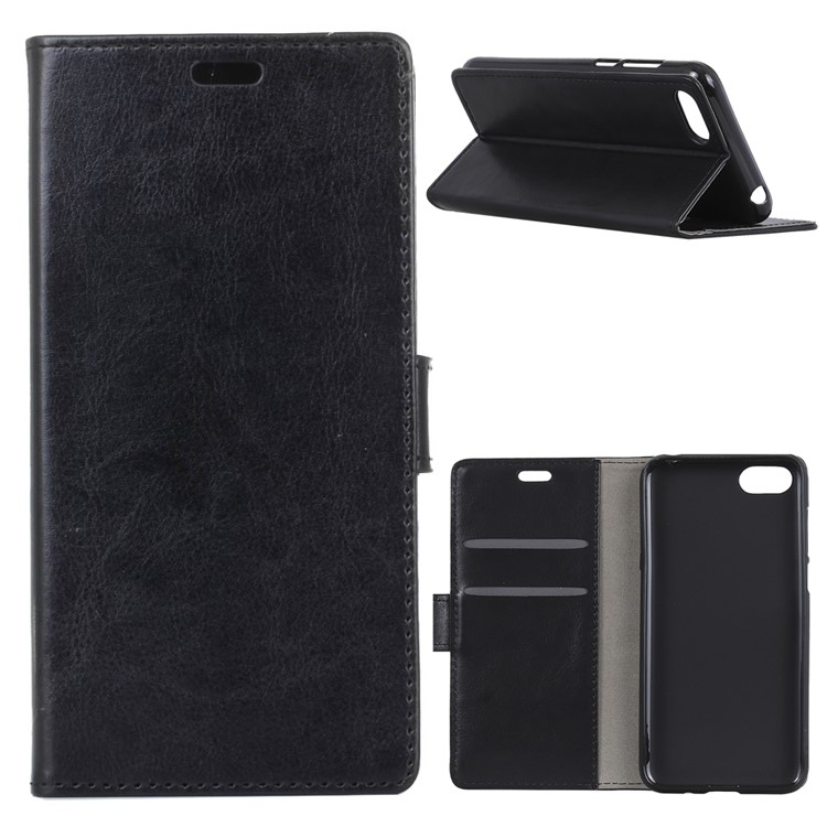 Crazy Horse Texture Wallet Stand Leather Case for Huawei Y6 (2018)/Honor 7A (without Fingerprint Sensor) - Black-1