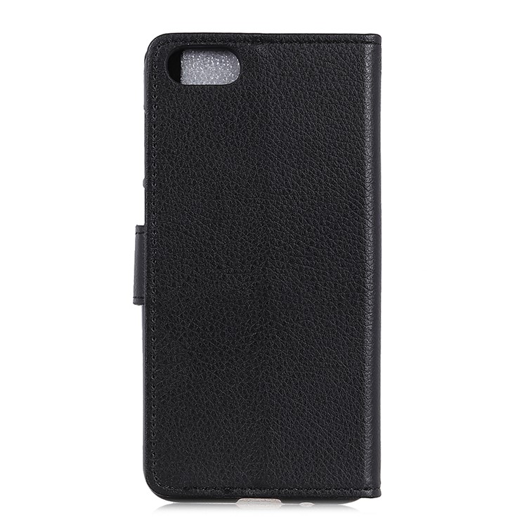 Litchi Texture Wallet Stand Leather Phone Case for Huawei Y6 (2018)/Honor 7A (without Fingerprint Sensor) - Black-5