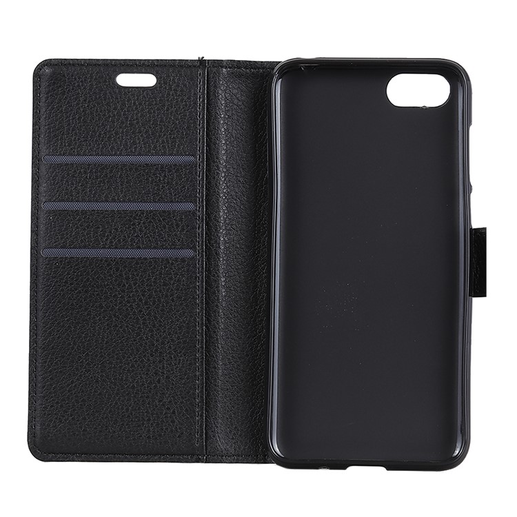 Litchi Texture Wallet Stand Leather Phone Case for Huawei Y6 (2018)/Honor 7A (without Fingerprint Sensor) - Black-6