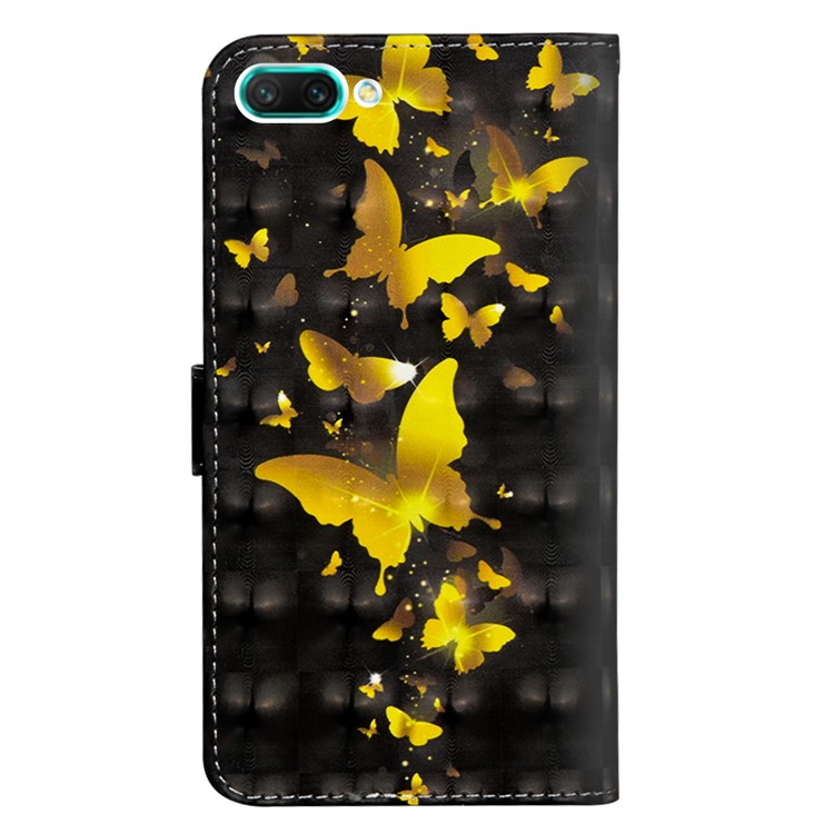 Pattern Printing Wallet Stand Leather Flip Case for Huawei Honor 10 - Gold Butterfly-3