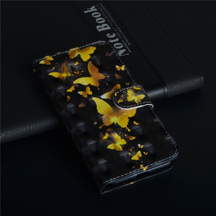 Pattern Printing Wallet Stand Leather Flip Case for Huawei Honor 10 - Gold Butterfly-4