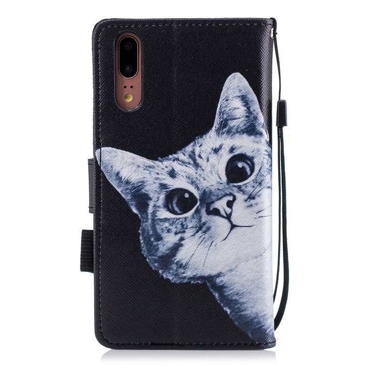 Pattern Printing Cell Phone Leather Wallet Casing Cover for Huawei P20 - Cat Pattern-3