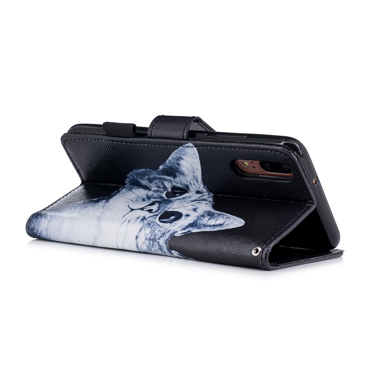 Pattern Printing Cell Phone Leather Wallet Casing Cover for Huawei P20 - Cat Pattern-4