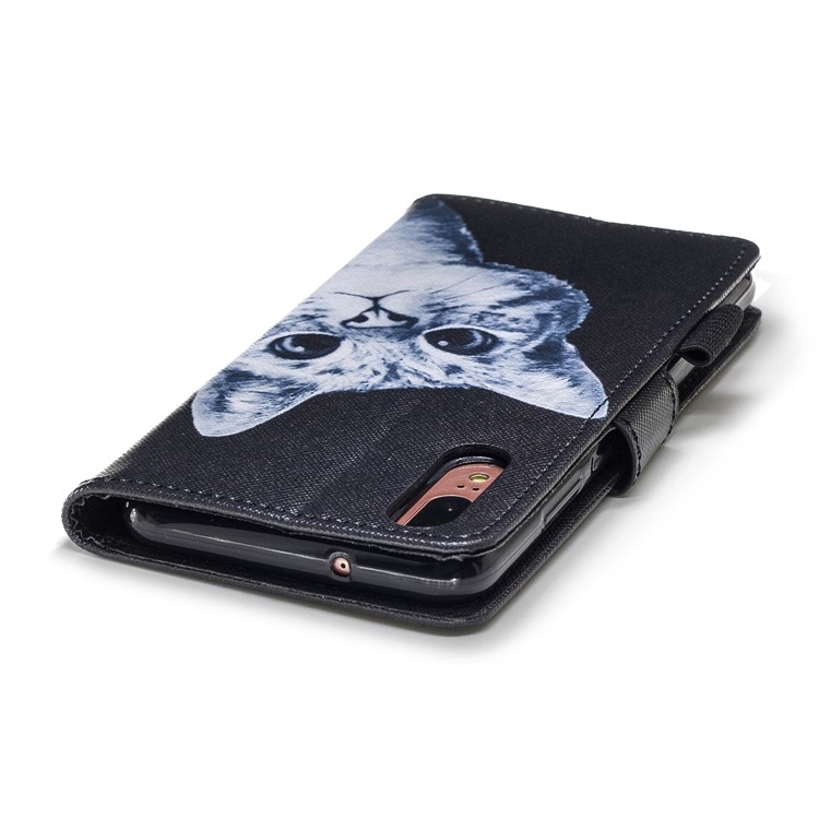 Pattern Printing Cell Phone Leather Wallet Casing Cover for Huawei P20 - Cat Pattern-7