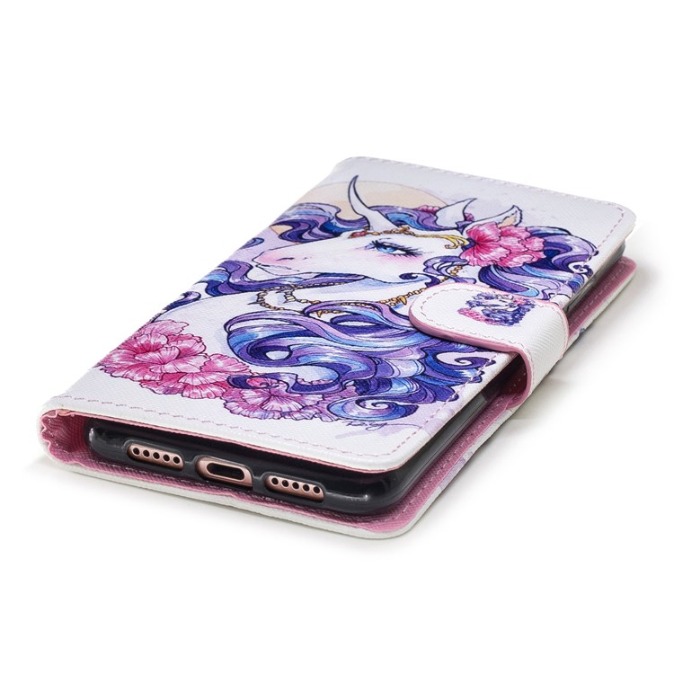 Pattern Printing Wallet Stand Leather Flip Case for Huawei P20 - Pretty Unicorn-6