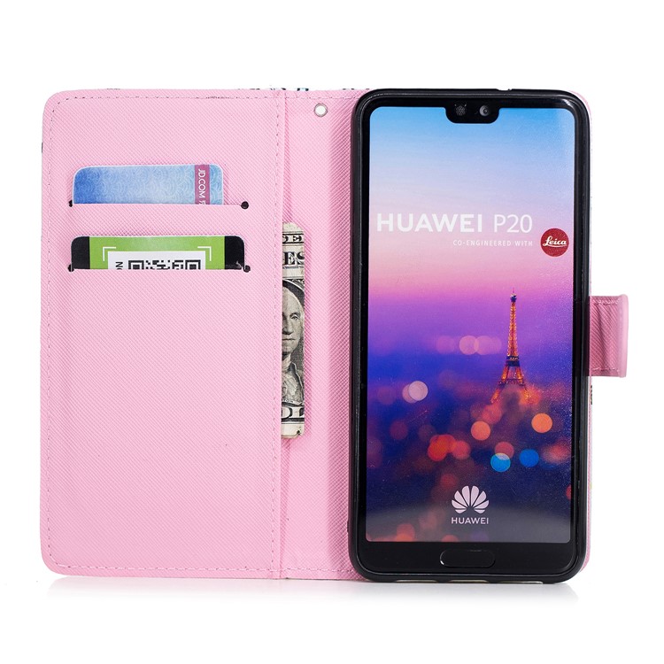 Pattern Printing Wallet Stand Leather Flip Case for Huawei P20 - Pretty Unicorn-8