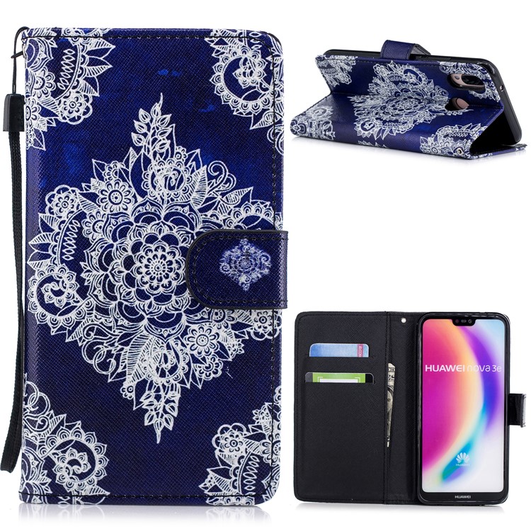 Pattern Printing Cross Texture Leather Wallet Stand Shell for Huawei P20 Lite / Nova 3e (China) - Ancient Pattern-1