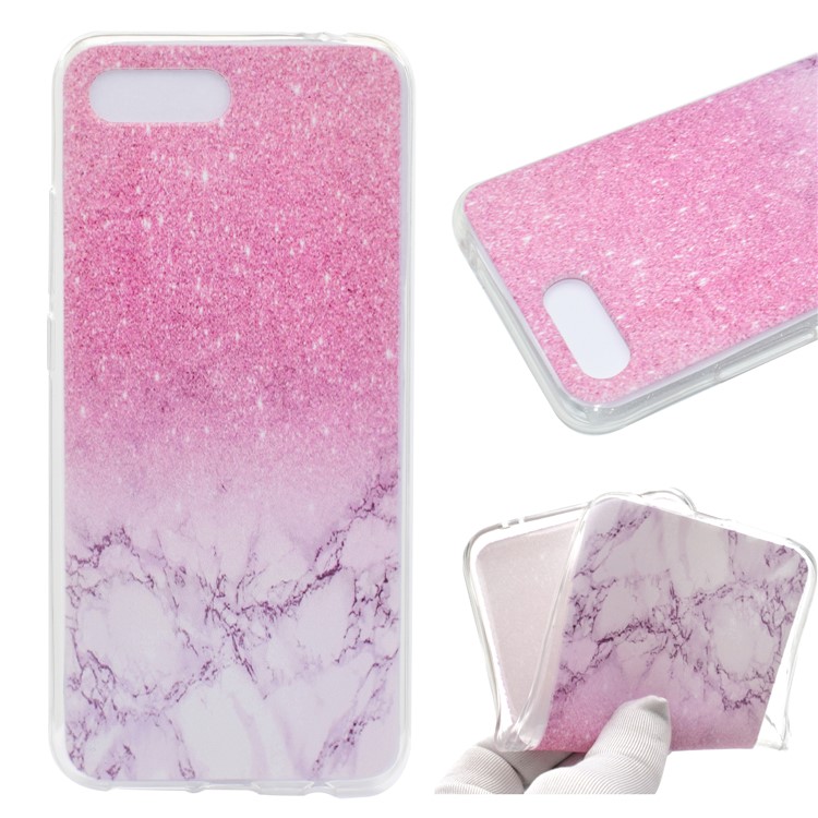 Patterned Soft TPU Protective Case Cover for Huawei Honor 10 - Pink Marble Pattern-1
