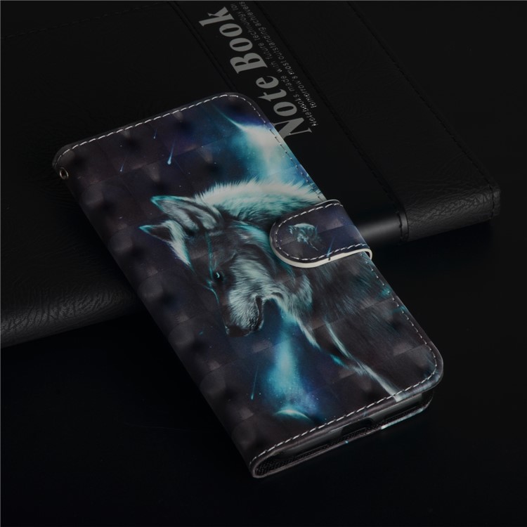 Custodia A Portafoglio In Pelle Con Motivo Fantasia Per Huawei Smart / Goditi 7S - Lupo-7
