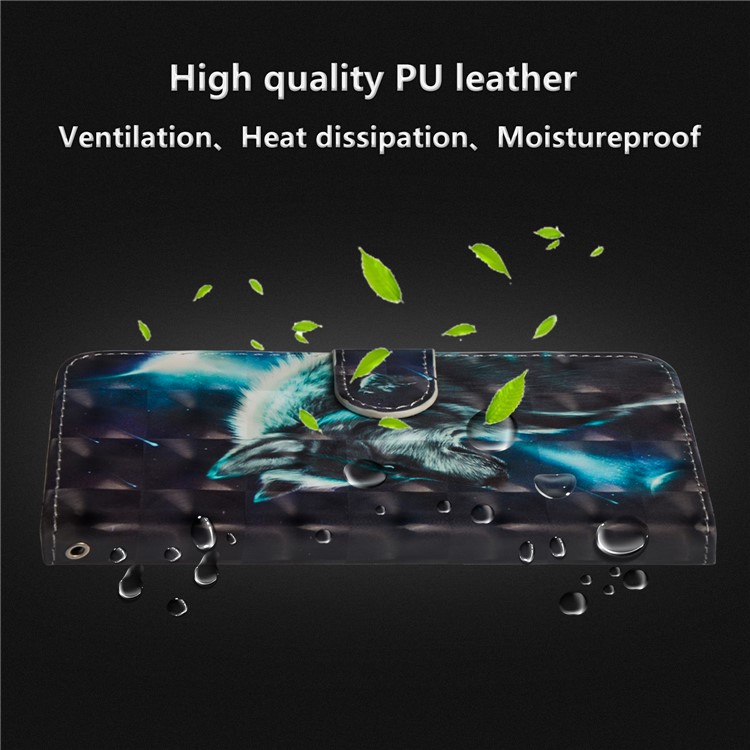 Custodia A Portafoglio In Pelle Con Motivo Fantasia Per Huawei Smart / Goditi 7S - Lupo-11