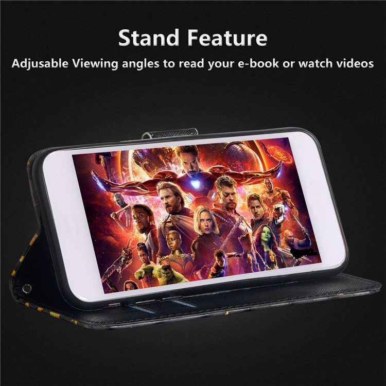 Custodia A Portafoglio In Pelle Con Motivo Fantasia Per Huawei Smart / Goditi 7S - Lupo-15