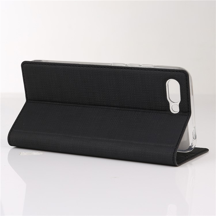 VILI DMX Cross Texture Card Holder Leather Stand Case Cover for Huawei Honor 10 - Black-4