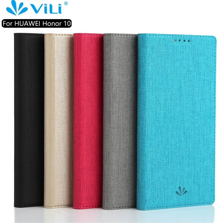 VILI DMX Cross Texture Card Holder Leather Stand Case Cover for Huawei Honor 10 - Black-5