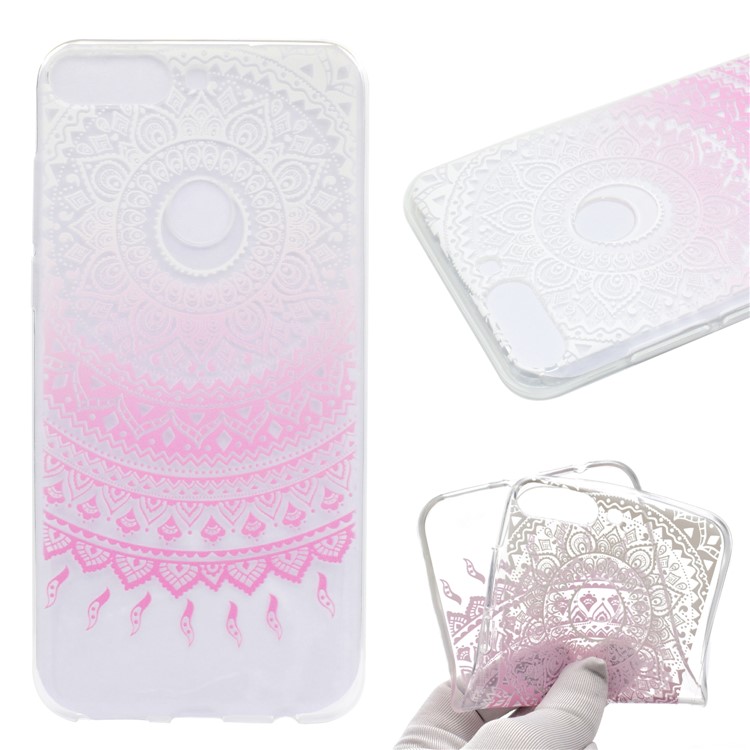Pattern Printing Soft TPU Phone Case for Huawei Honor 7C / Enjoy 8 - Pink Mandala-1