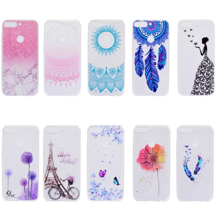 Pattern Printing Soft TPU Phone Case for Huawei Honor 7C / Enjoy 8 - Pink Mandala-6