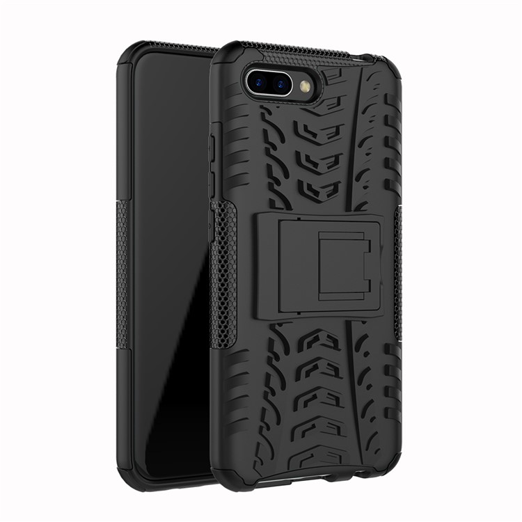 PC + TPU Hybrid Case with Kickstand for Huawei Honor 10 - Black-1