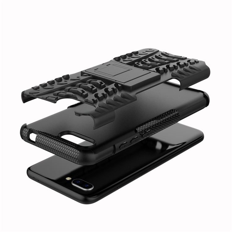 PC + TPU Hybrid Case with Kickstand for Huawei Honor 10 - Black-8