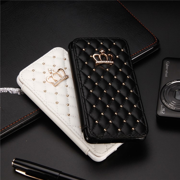 Stitching Rhombus Crown Leather Stand Case with Card Slots for Huawei P20 - Black-5