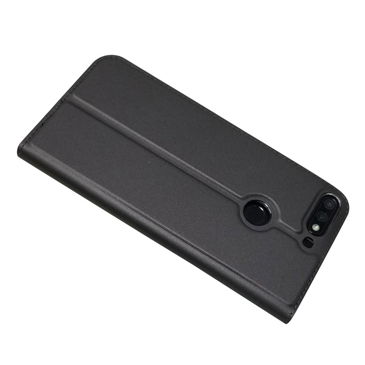 Auto-absorbed Stand Leather Card Holder Phone Case for Huawei Honor 7C / Enjoy 8 - Black-4