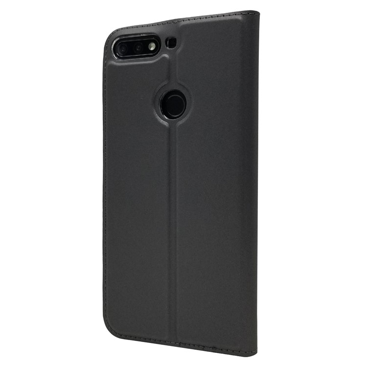 Auto-absorbed Stand Leather Card Holder Phone Case for Huawei Honor 7C / Enjoy 8 - Black-9