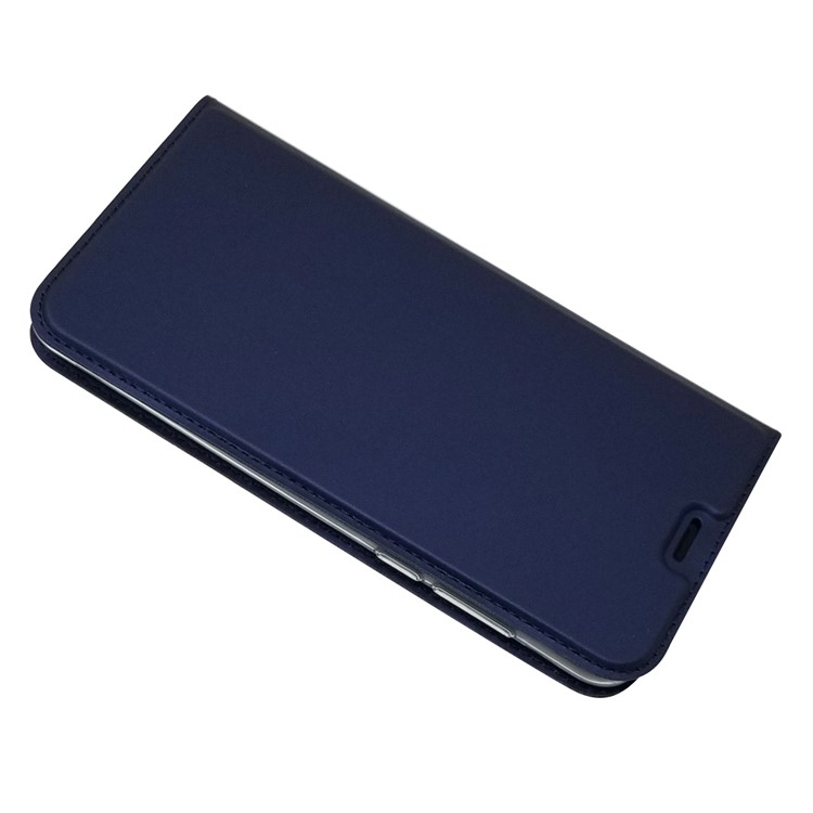 Auto-absorbed Stand Leather Card Holder Mobile Cover for Huawei Honor 7C / Enjoy 8 - Dark Blue-3