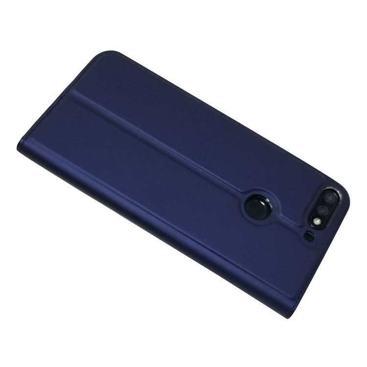 Auto-absorbed Stand Leather Card Holder Mobile Cover for Huawei Honor 7C / Enjoy 8 - Dark Blue-4