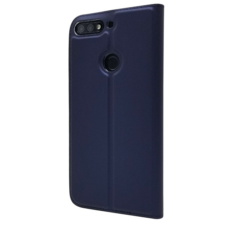 Auto-absorbed Stand Leather Card Holder Mobile Cover for Huawei Honor 7C / Enjoy 8 - Dark Blue-8