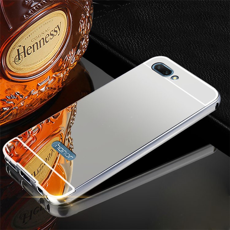 Electroplated Metal Frame Mirror-like PC Back Case for Huawei Honor 10 - Silver-1