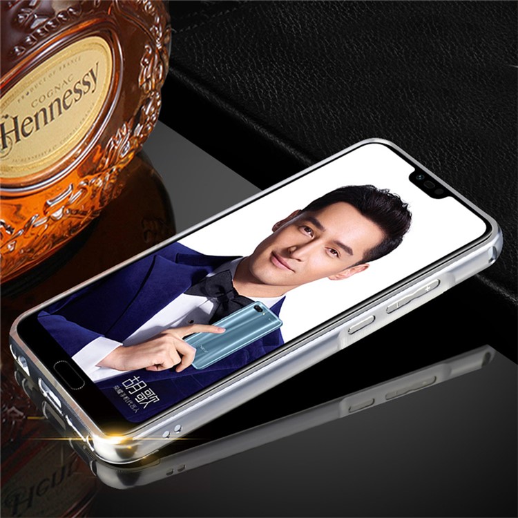 Electroplated Metal Frame Mirror-like PC Back Case for Huawei Honor 10 - Silver-2