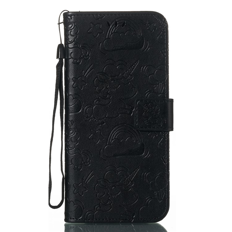 Imprint Unicorn Wallet Stand Leather Case with Strap for Huawei P20 Lite/Nova 3e - Black-3