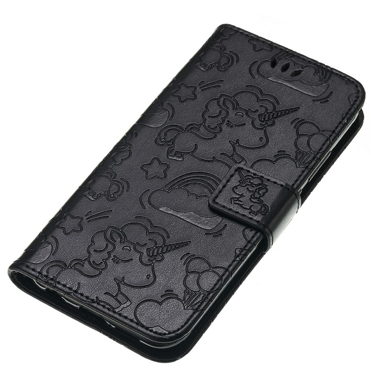 Imprint Unicorn Wallet Stand Leather Case with Strap for Huawei P20 Lite/Nova 3e - Black-8