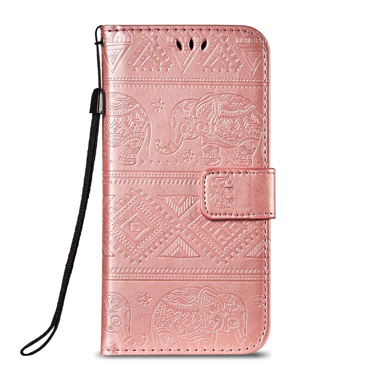 Imprinted Elephant Magnetic Leather Wallet Case for Huawei P20 Lite / Nova 3e (China) - Rose Gold-2