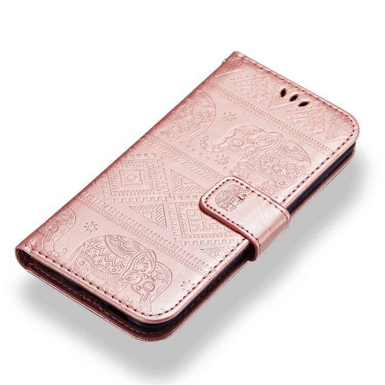 Imprinted Elephant Magnetic Leather Wallet Case for Huawei P20 Lite / Nova 3e (China) - Rose Gold-4