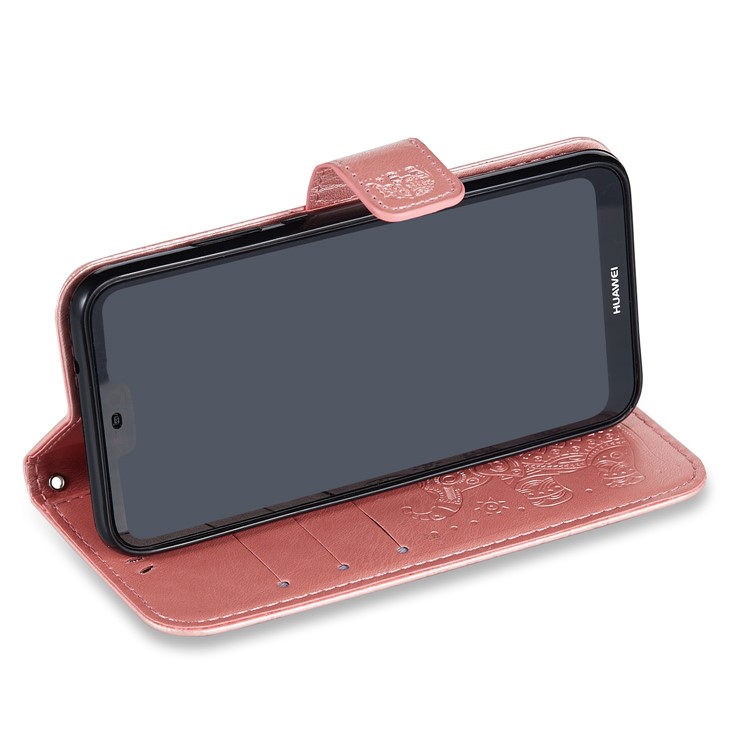Imprinted Elephant Magnetic Leather Wallet Case for Huawei P20 Lite / Nova 3e (China) - Rose Gold-7