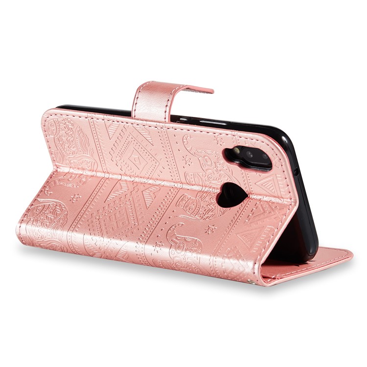 Imprinted Elephant Magnetic Leather Wallet Case for Huawei P20 Lite / Nova 3e (China) - Rose Gold-8