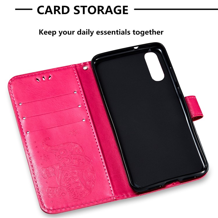 Imprint Elephant Leather Wallet Case for Huawei P20 - Rose-3