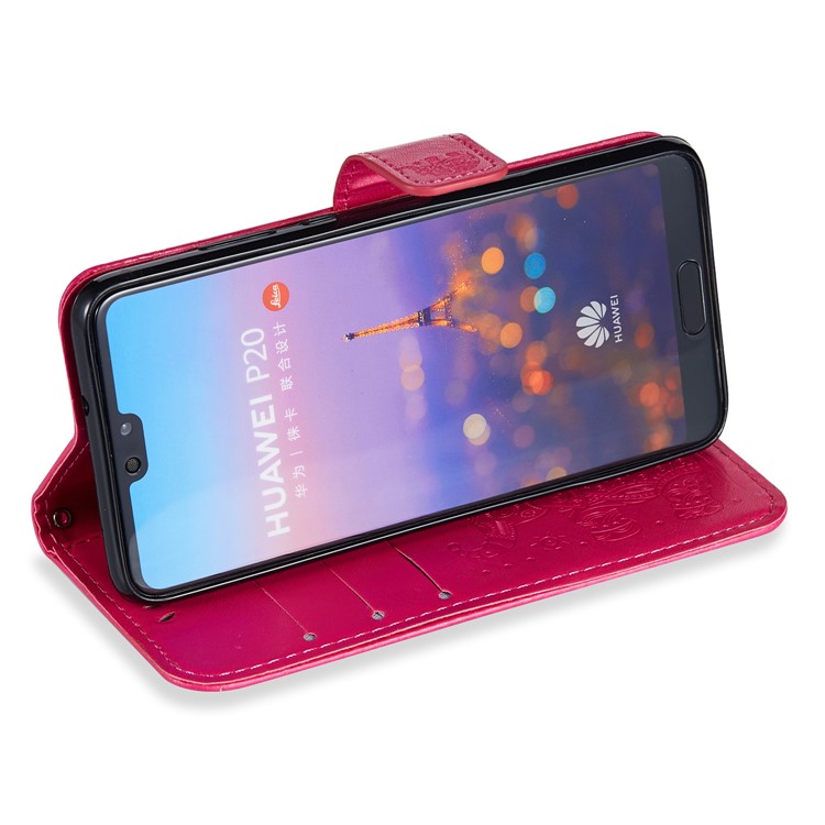 Imprint Elephant Leather Wallet Case for Huawei P20 - Rose-4