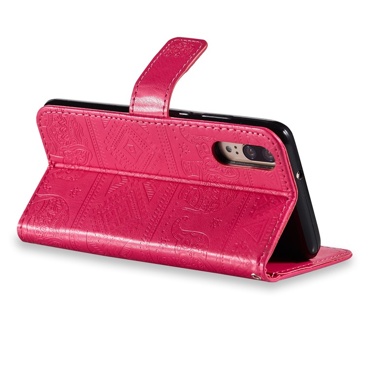Imprint Elephant Leather Wallet Case for Huawei P20 - Rose-5
