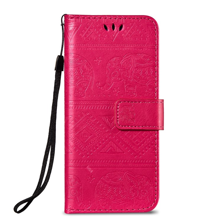 Imprint Elephant Leather Wallet Case for Huawei P20 - Rose-7