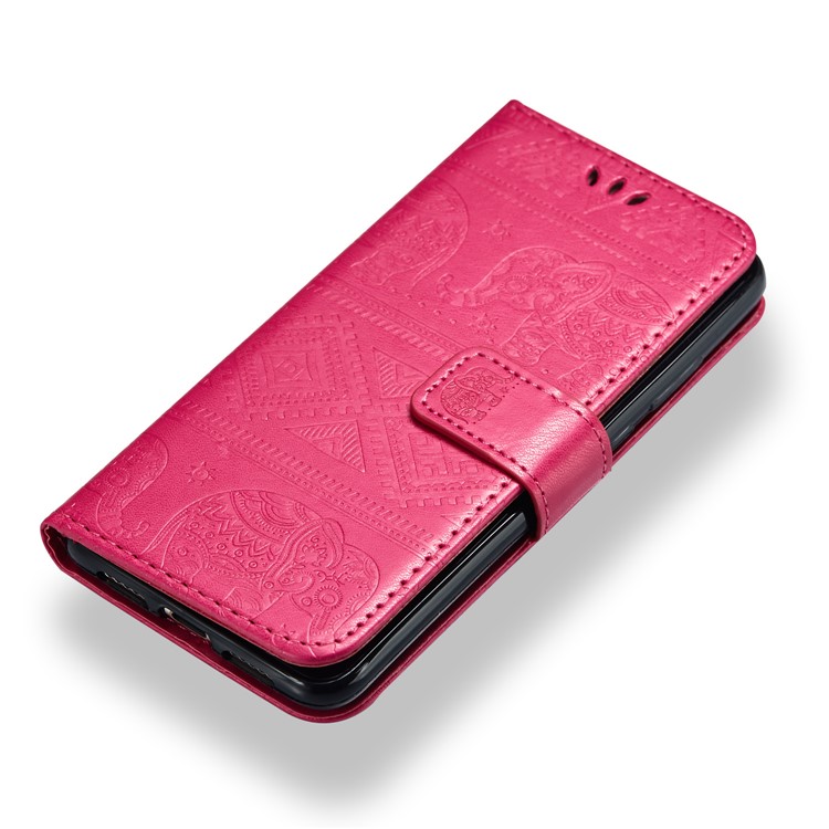 Imprint Elephant Leather Wallet Case for Huawei P20 - Rose-9