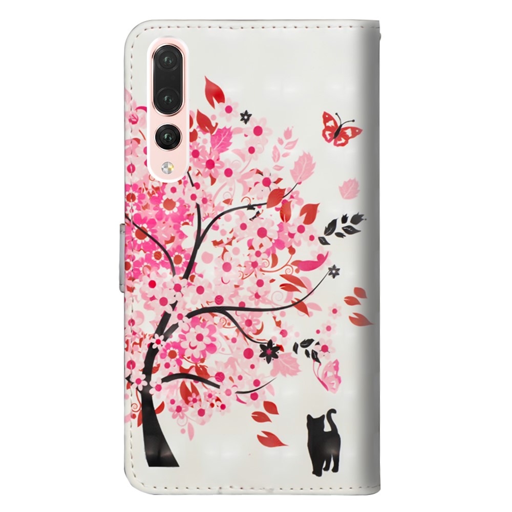 Pattern Printing Wallet Stand Leather Flip Casing for Huawei P20 Pro - Flowered Tree-3