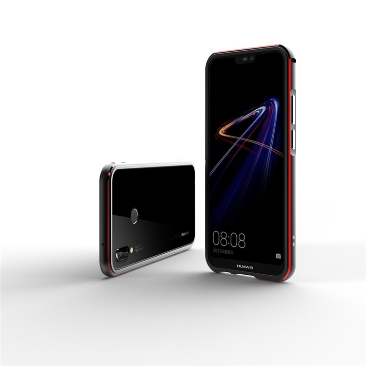 Screw Lock Electroplated Aluminium Alloy Bumper for Huawei P20 Lite/Nova 3e (China) - Black / Red-2