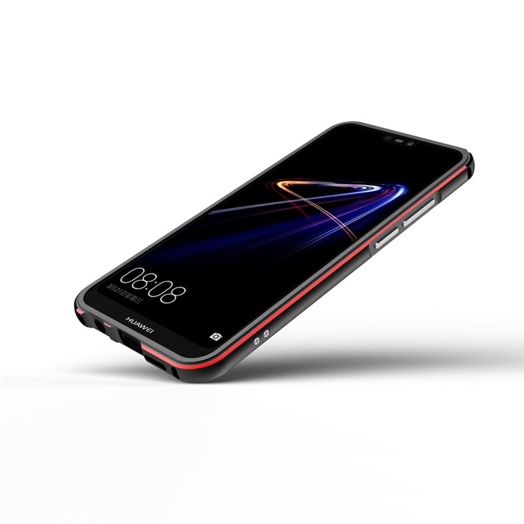 Screw Lock Electroplated Aluminium Alloy Bumper for Huawei P20 Lite/Nova 3e (China) - Black / Red-3