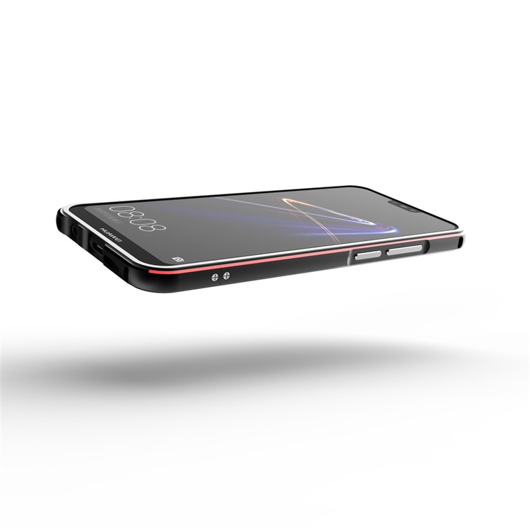 Screw Lock Electroplated Aluminium Alloy Bumper for Huawei P20 Lite/Nova 3e (China) - Black / Red-4
