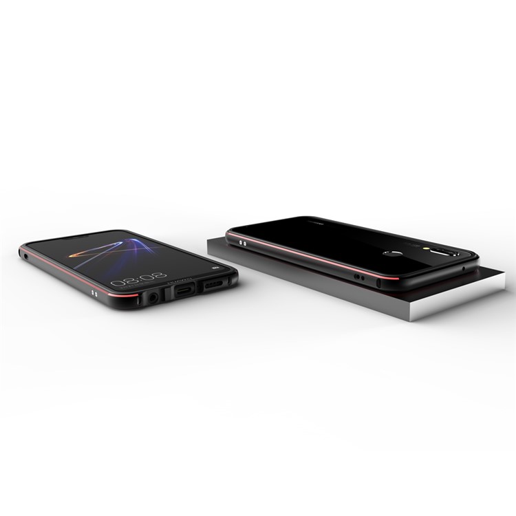 Screw Lock Electroplated Aluminium Alloy Bumper for Huawei P20 Lite/Nova 3e (China) - Black / Red-5