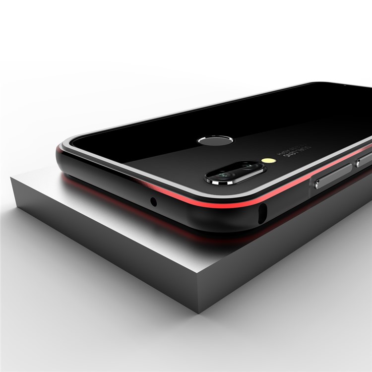 Screw Lock Electroplated Aluminium Alloy Bumper for Huawei P20 Lite/Nova 3e (China) - Black / Red-6