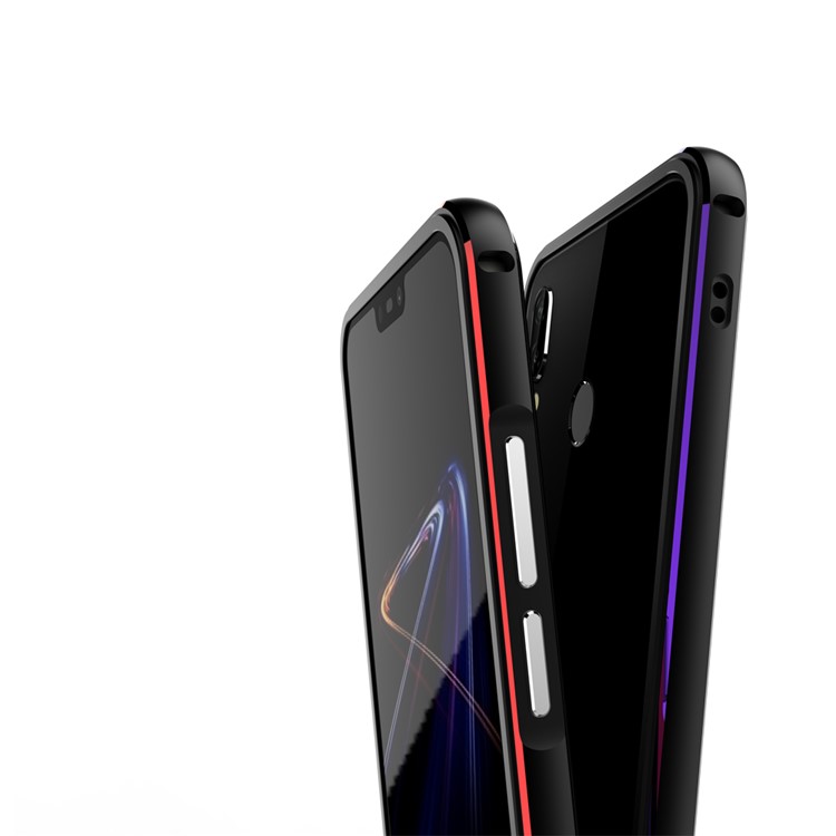 Screw Lock Electroplated Aluminium Alloy Bumper for Huawei P20 Lite/Nova 3e (China) - Black / Red-8