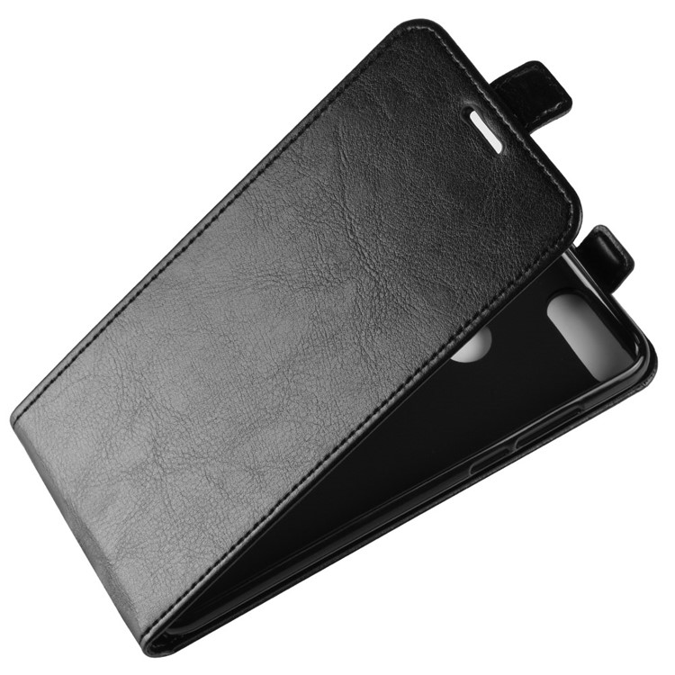 For Huawei Honor 7C / Enjoy 8 Crazy Horse Texture Vertical Flip Leather Protection Case with Card Slot - Black-4