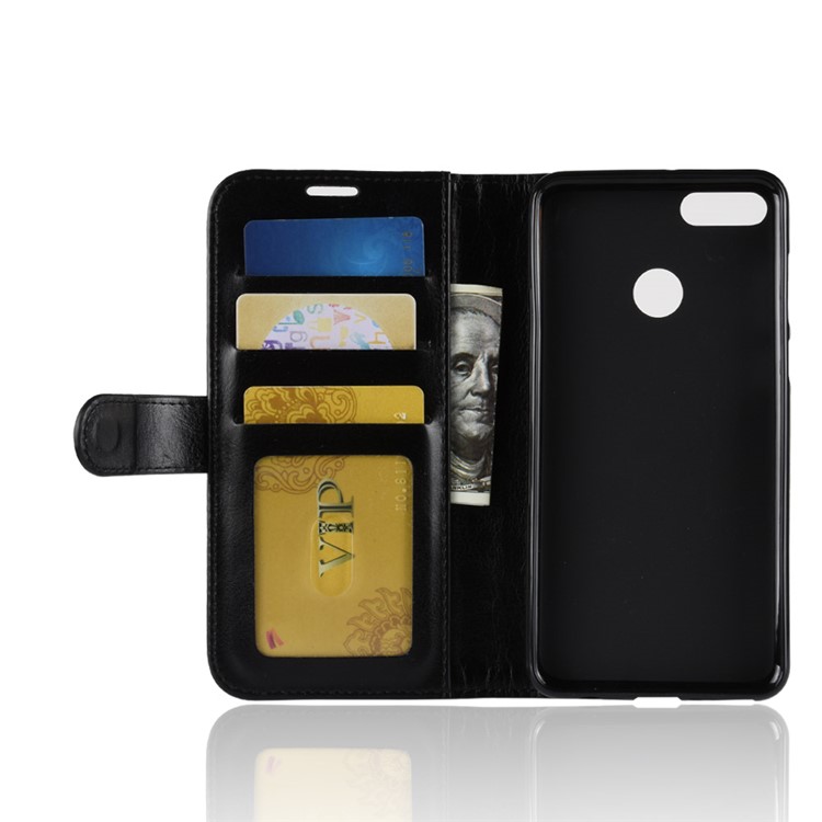 Crazy Horse Texture PU Leather Wallet Phone Case Cover for Huawei Y9 (2018) / Enjoy 8 Plus - Black-5