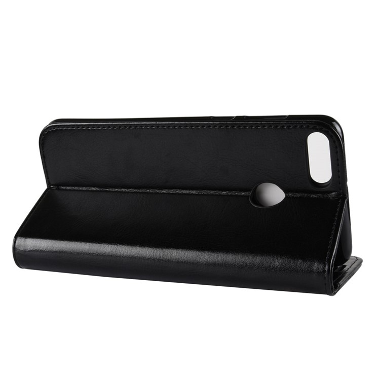 Crazy Horse Texture PU Leather Wallet Phone Case Cover for Huawei Y9 (2018) / Enjoy 8 Plus - Black-7
